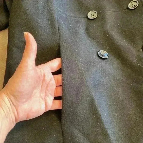 Venezia 100% Wool Double Breasted Black Pea Coat in Plus Size 14-16. - Picture 6 of 11